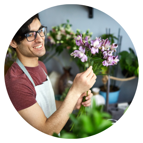 Florist holding flowers