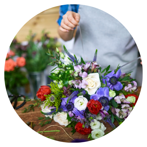 florist arranging a bouquet 